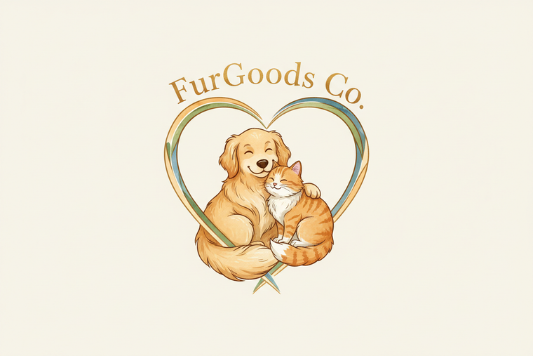 Dog and a Cat in a heart with the title FurGoods Co.